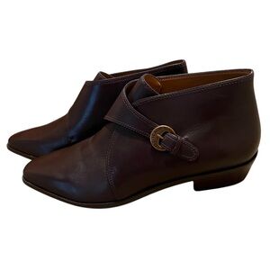 Vintage Etienne Aigner Brown Leather Booties Shoes Buckle Almond Toe NWOT 8N
